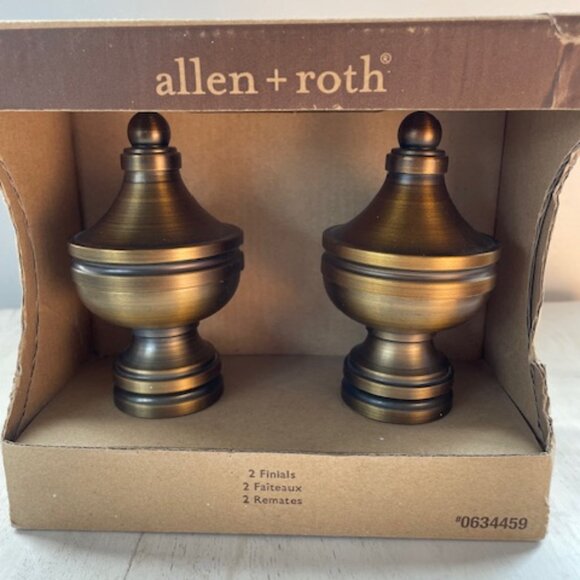 Allen & Roth 2-Pack Decorative Curtain Rod Finials ~ Espresso Finish ~ NEW - Picture 4 of 5